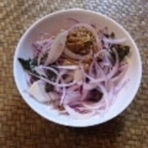 紫タマネギとふのりの納豆